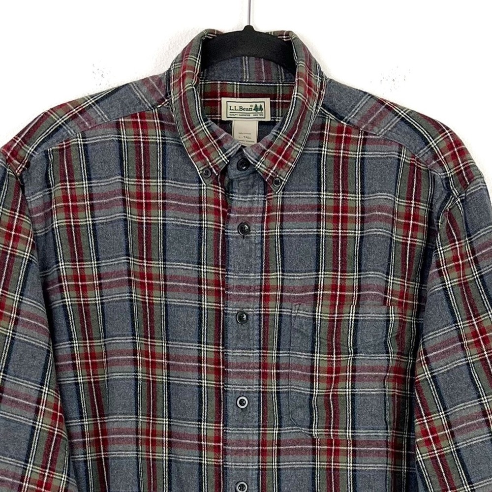 Men's Shirt Plaid Flannel Button Down Long Sleeve L.L. Bean Outerwear